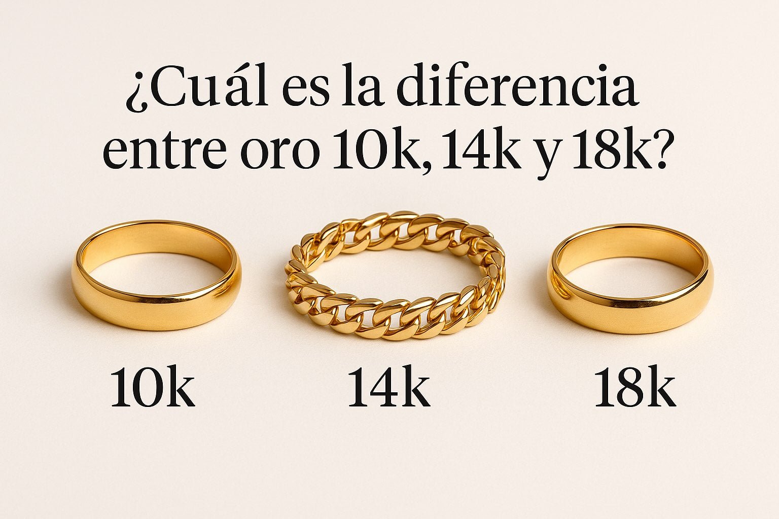 ¿Cuál es la diferencia entre oro 10K, 14K y 18K? - Joyería TuOro