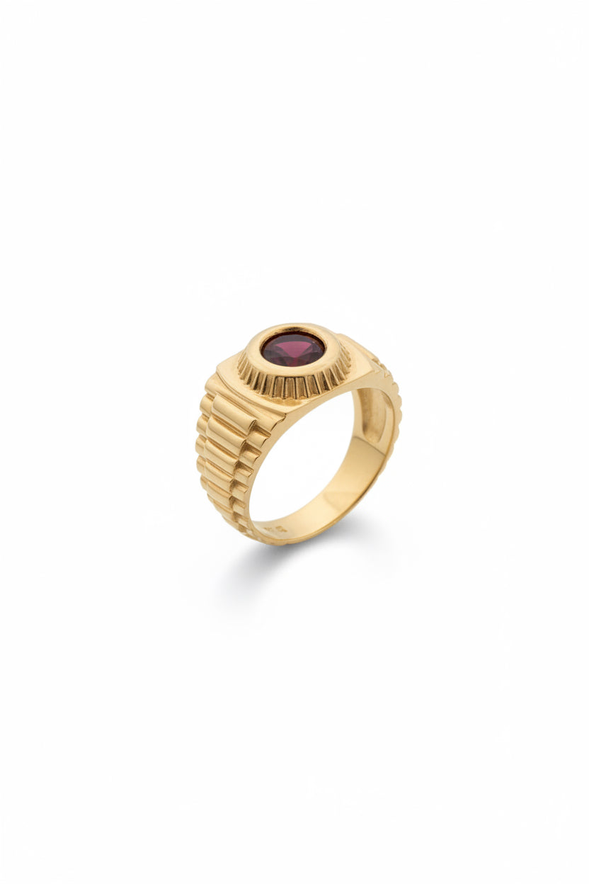 14K Gold Rings with Red Cubic Zirconia