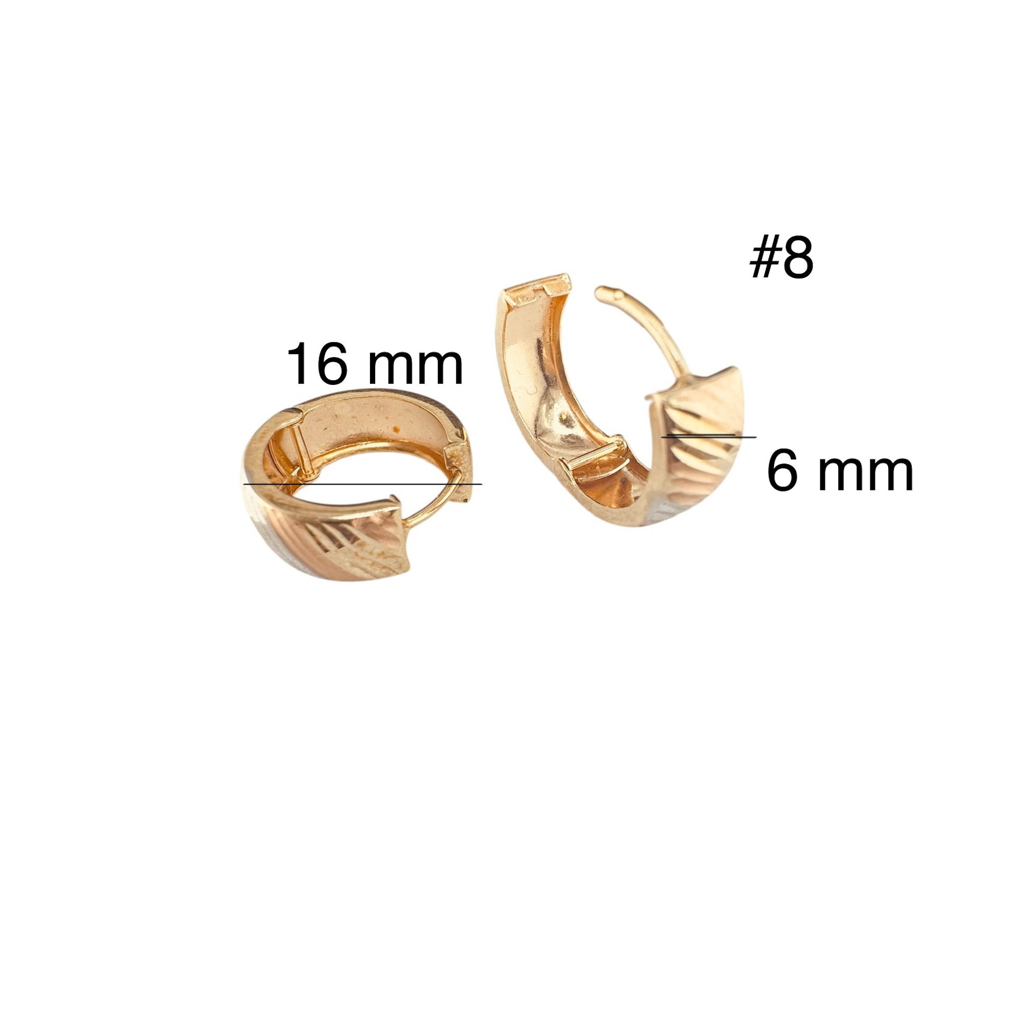 Aretes cortos huggie en oro 14K