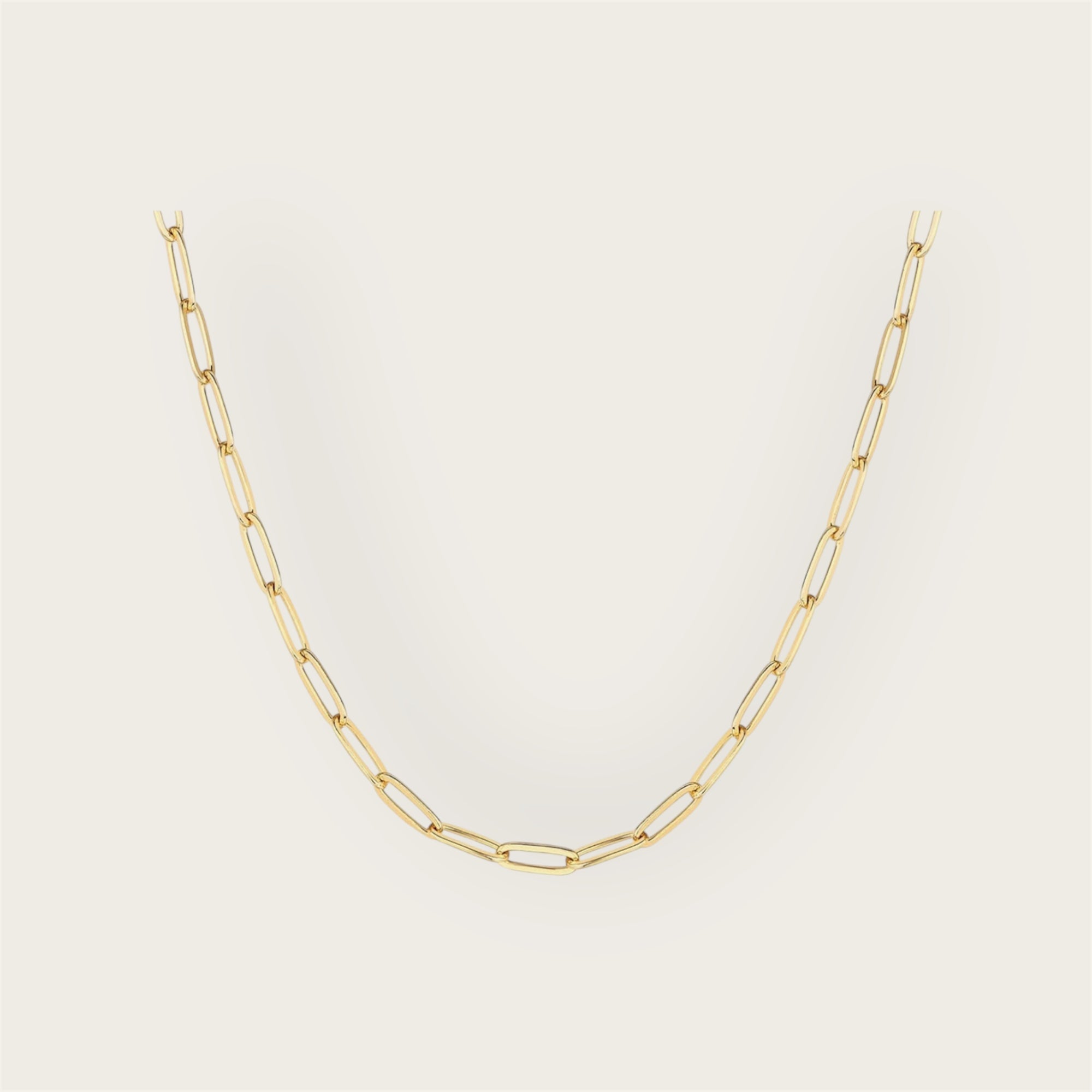 Cadena clip de papel 3 mm Oro 14K