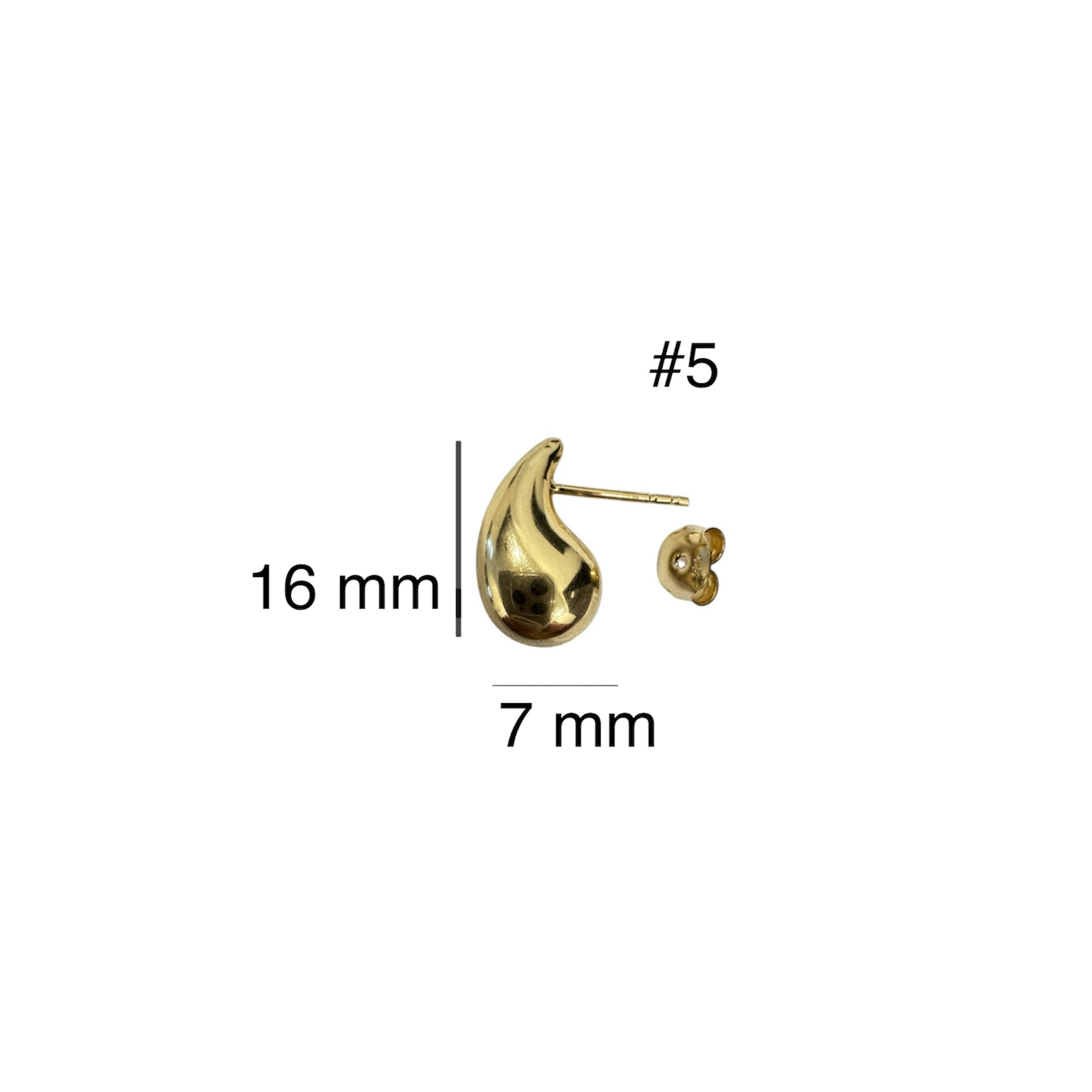 Aretes medianos con cierre mariposa en oro 14K