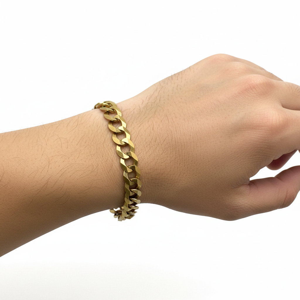 Pulsera Cadena Cubana Italiana en Oro 14k 9.5 mm