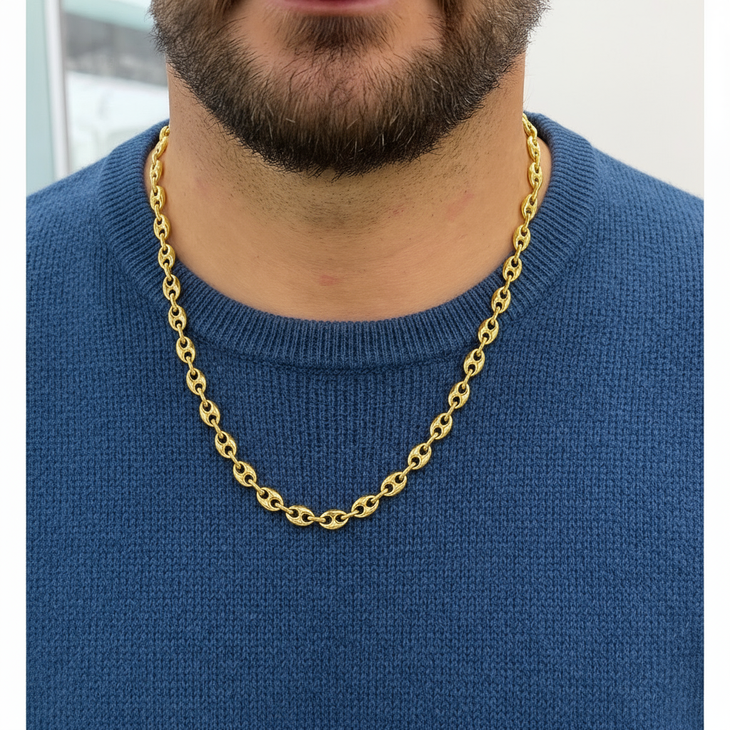 Cadena Grano de Café 5 mm Oro 14K