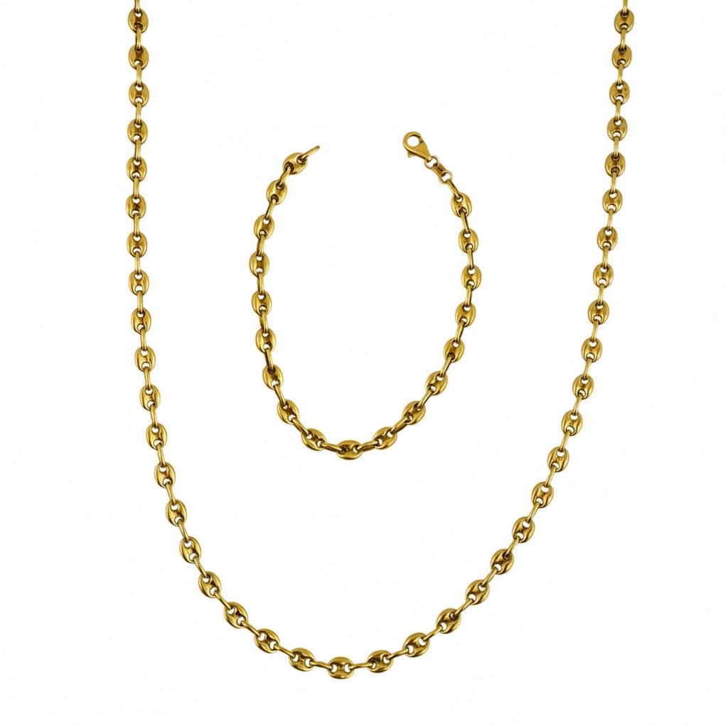 Cadena Grano de Café 5 mm Oro 14K