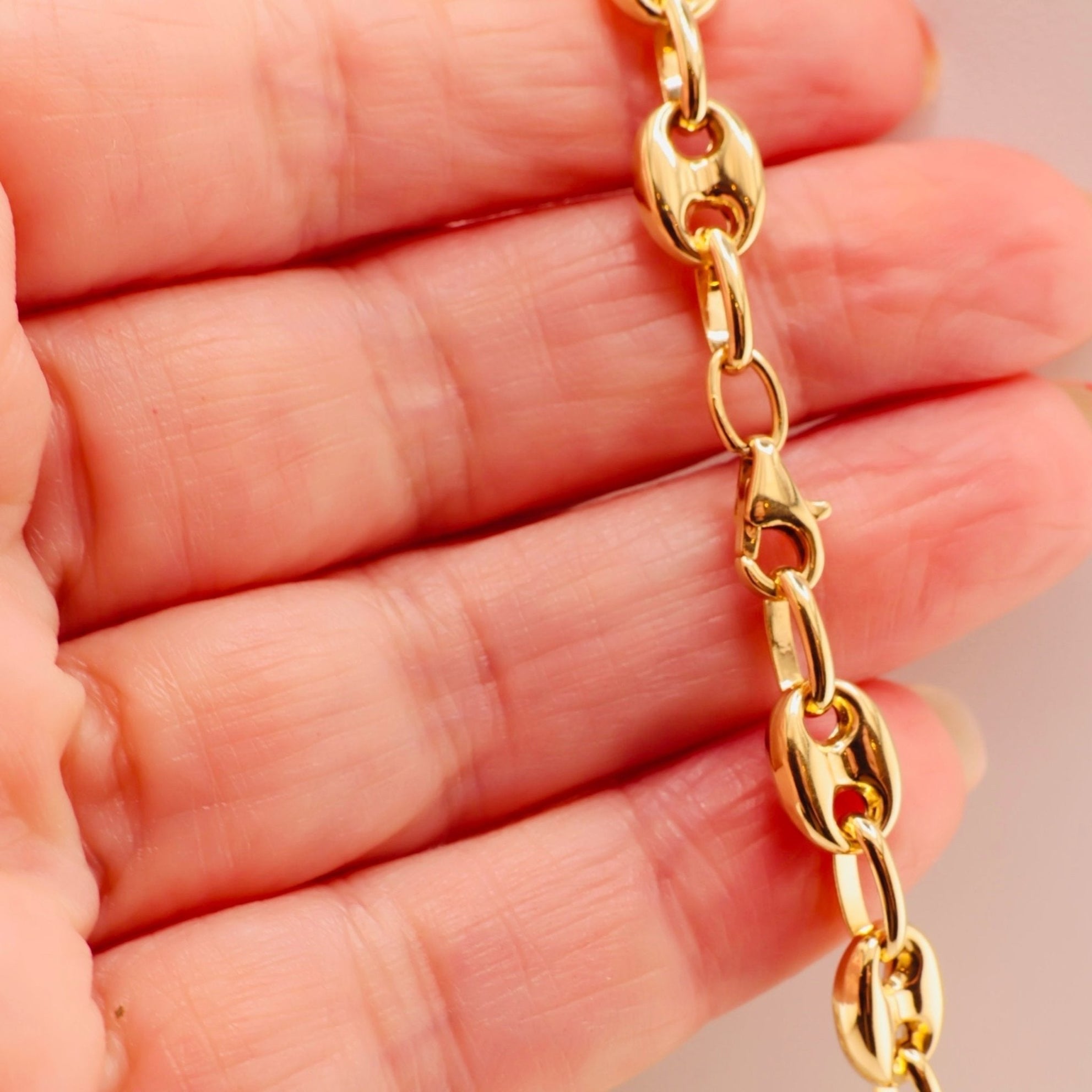 Cadena Grano de Café 7.5 mm Oro 14K