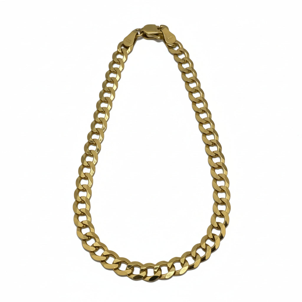 Pulsera Cadena Cubana Italiana en Oro 14K 4.7 mm