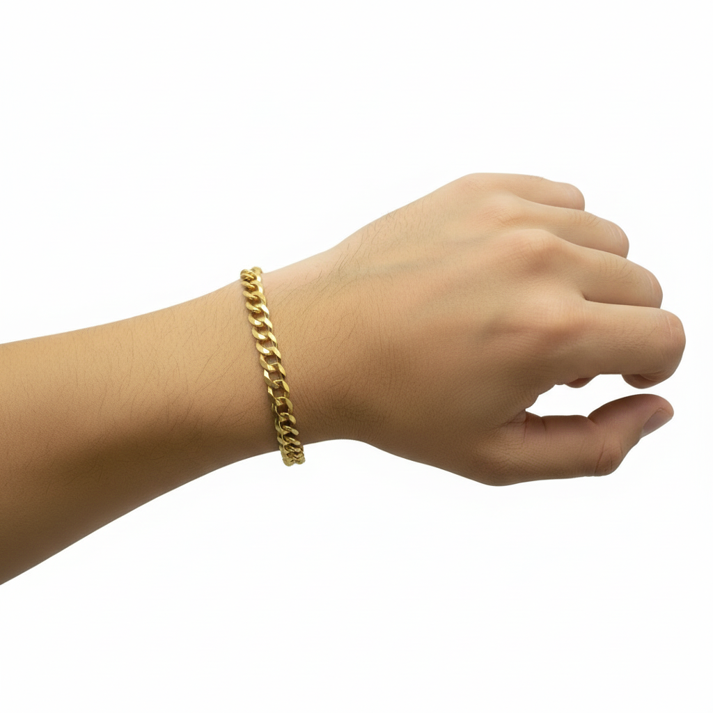Pulsera Cadena Cubana Italiana en Oro 14K 4.7 mm