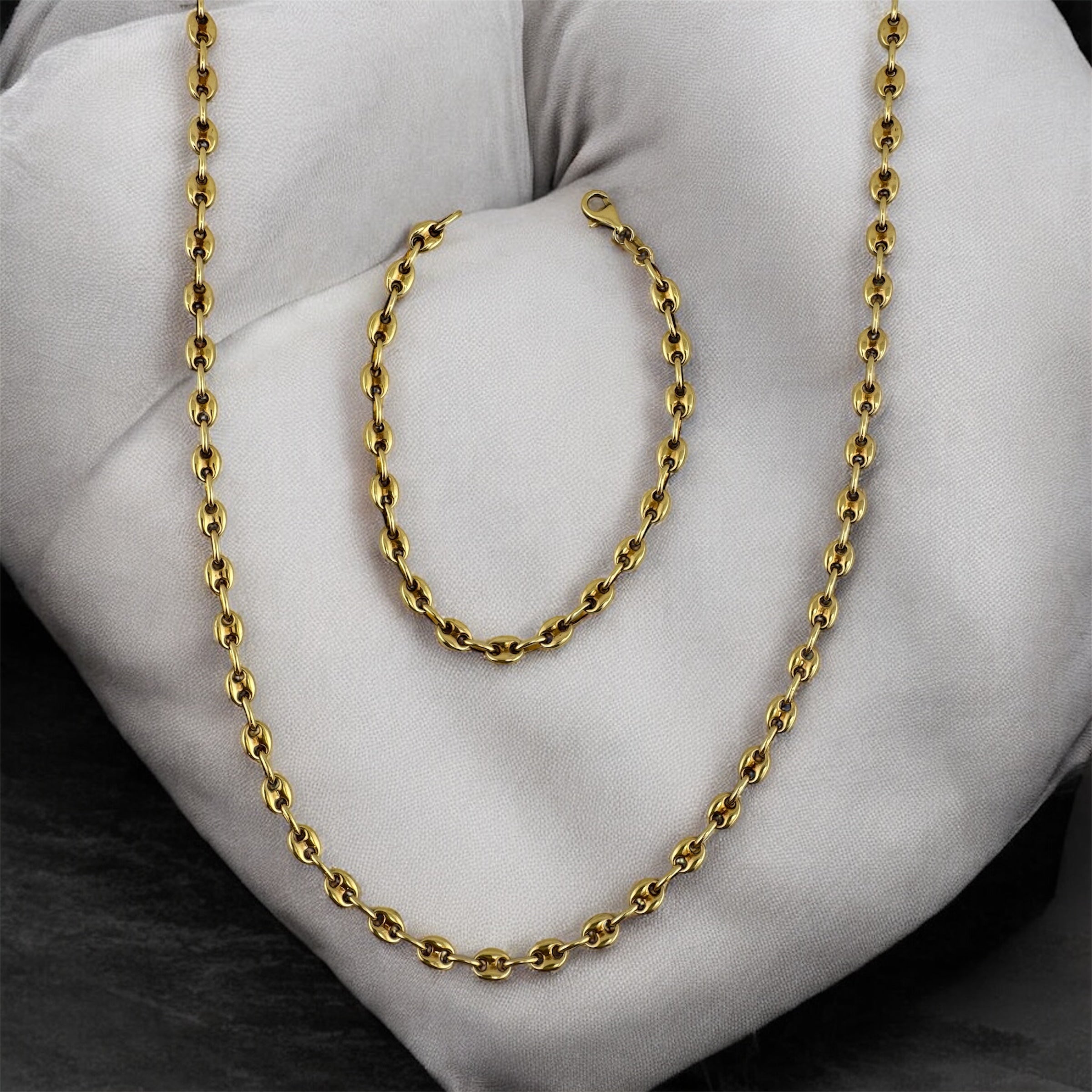 Cadena Grano de Café 5 mm Oro 14K