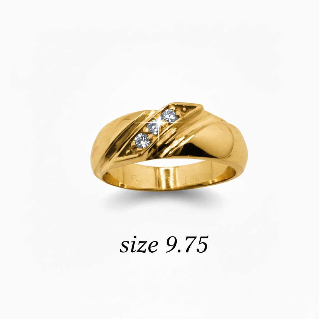 Anillo de compromiso tres piedras de Oro 14K