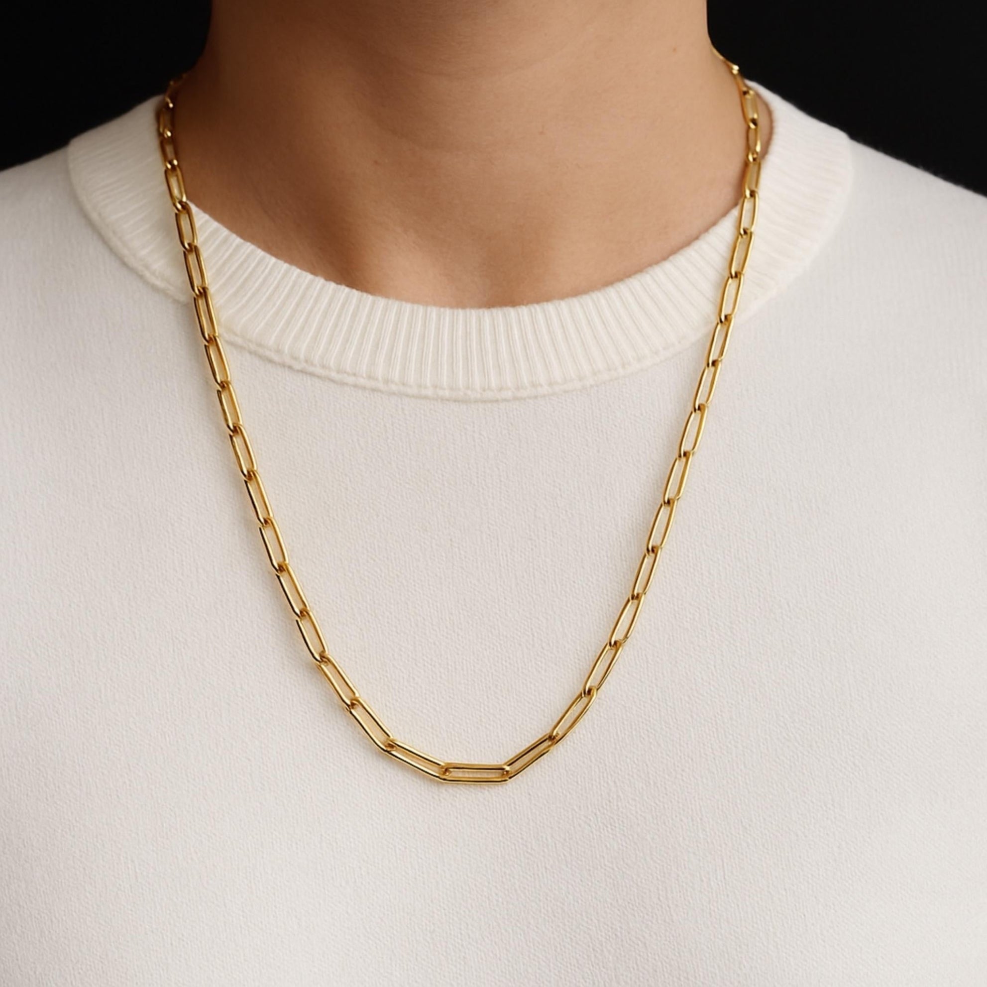 Cadena clip de papel 3 mm Oro 14K