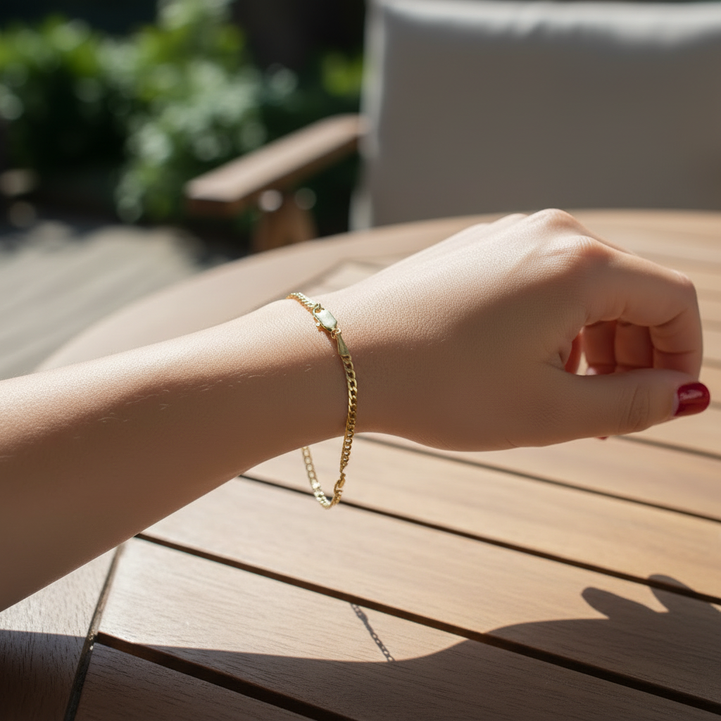 Pulsera Cadena Cubana Italiana en Oro 14K 3 mm