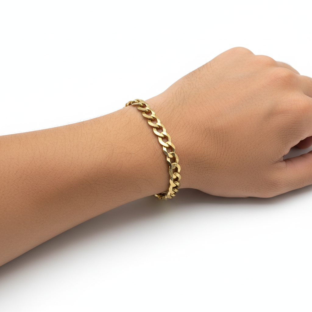 Pulsera Cadena Cubana Italiana en Oro 14K 5.7 mm
