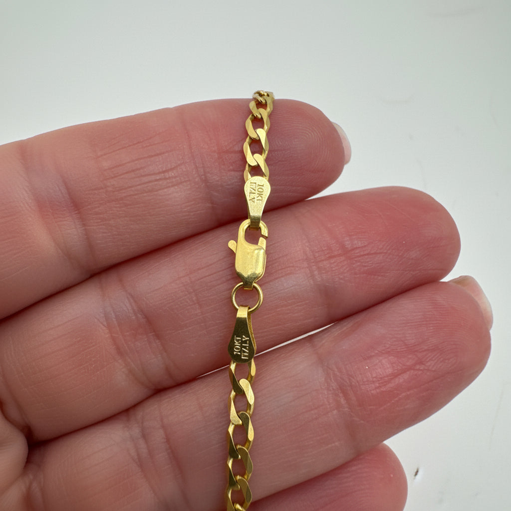 Tobillera Cubano-Italiana en Oro 10K de 3 mm