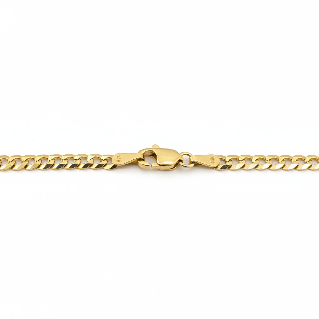 Pulsera Cadena Cubana Italiana en Oro 14K 3.7 mm