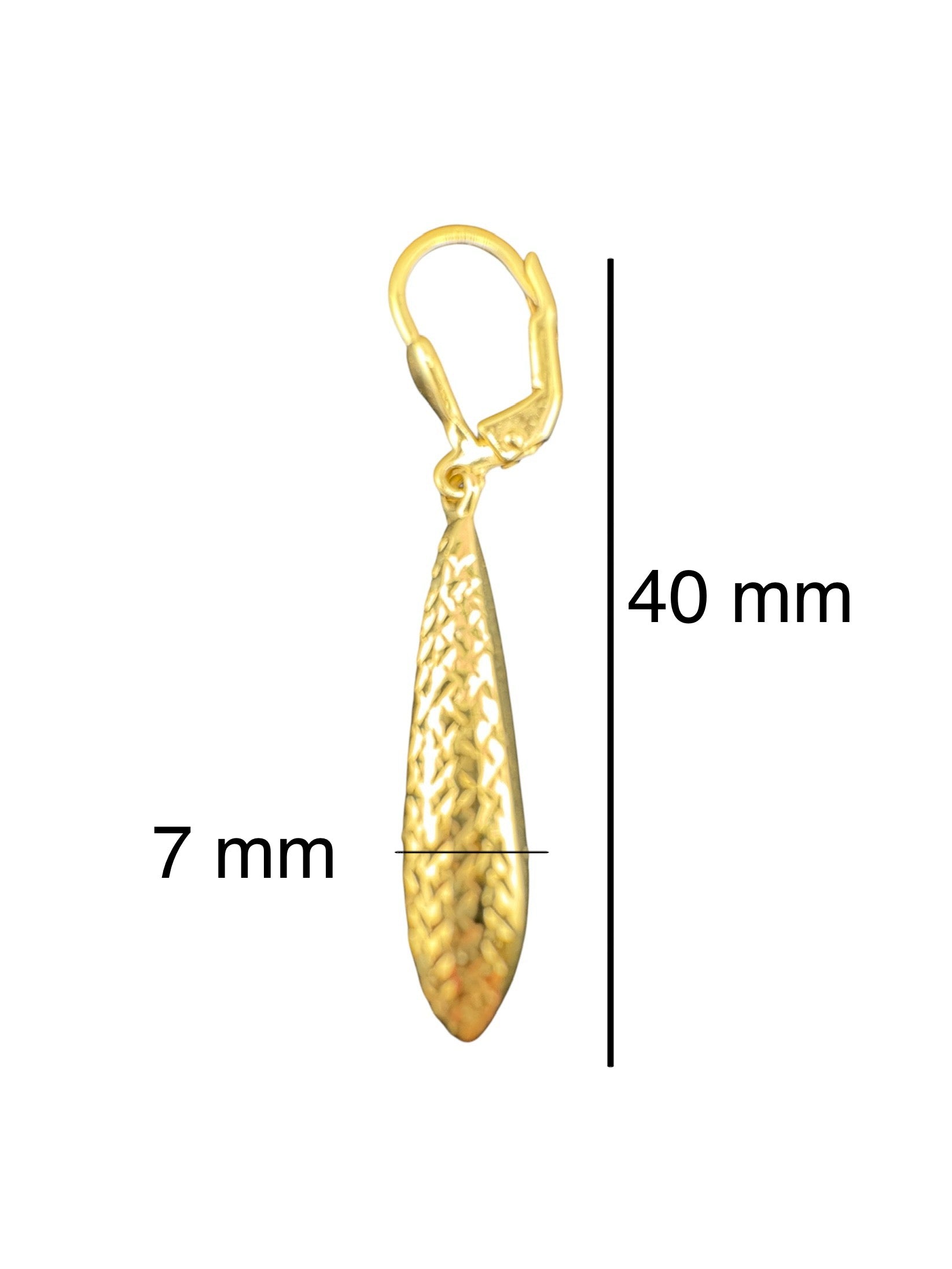 Aretes largos con cierre de presión en oro 14K