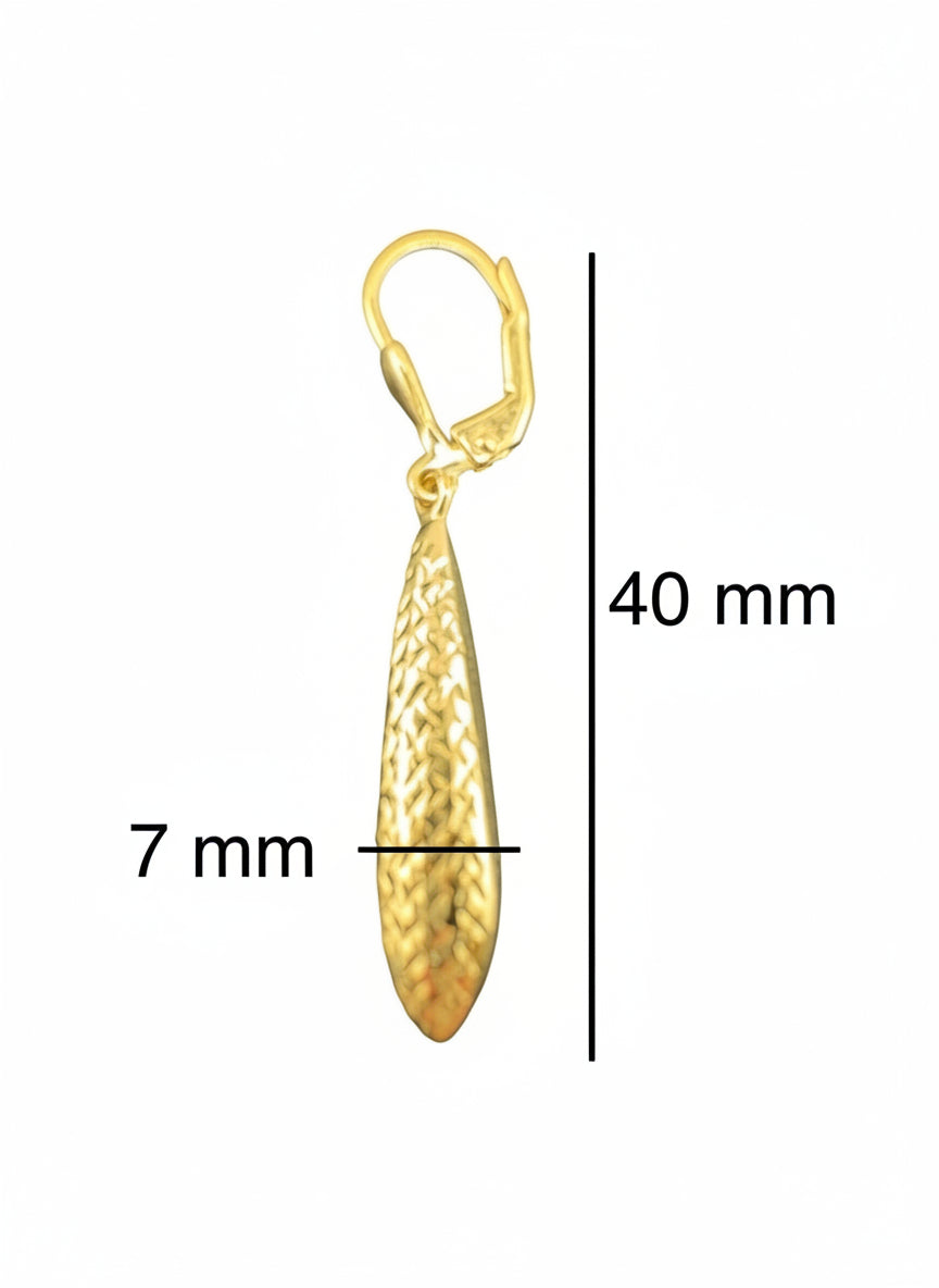 Aretes largos con cierre de presión en oro 14K