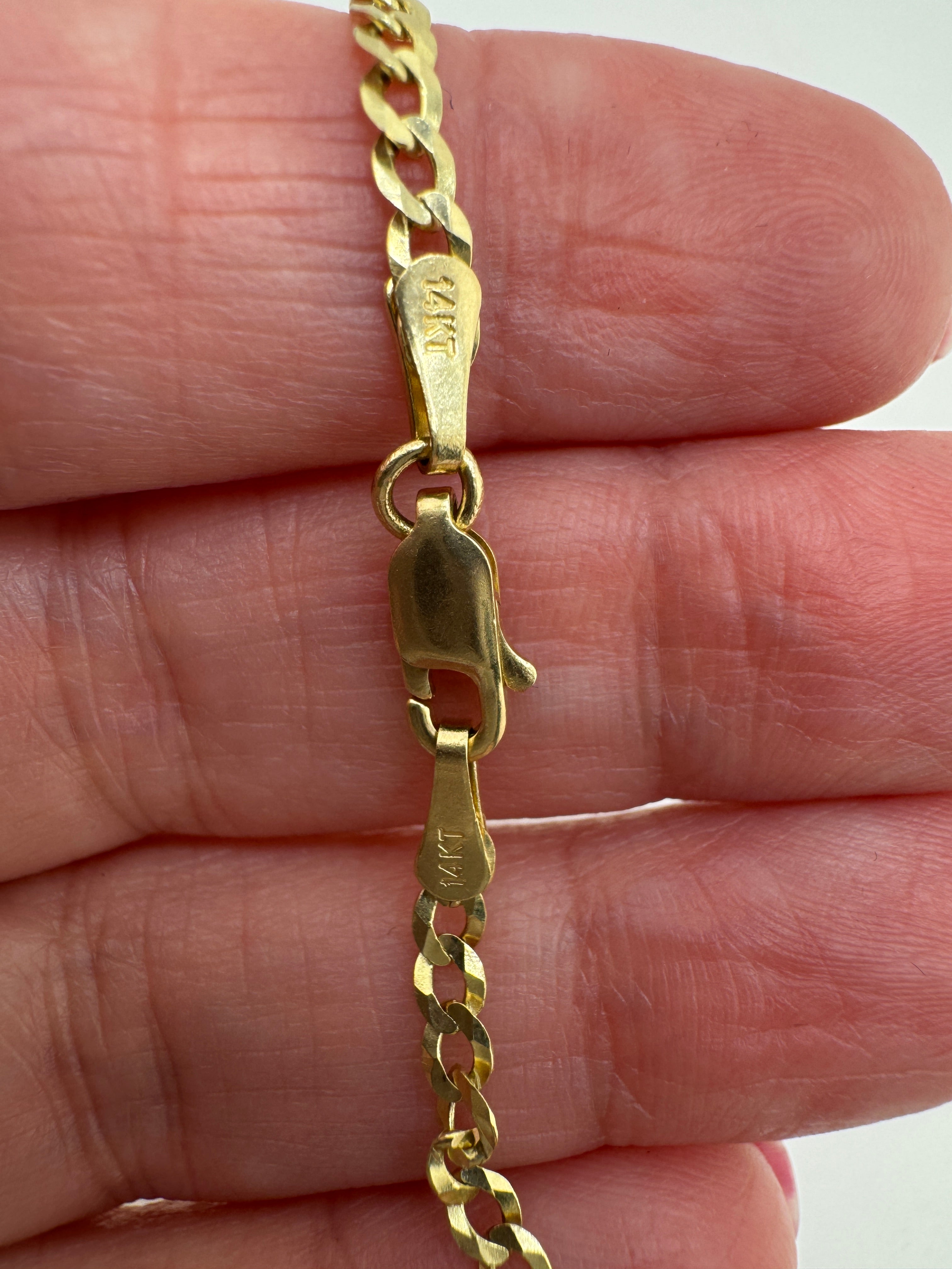 Pulsera Cadena Cubana Italiana en Oro 14K 3 mm