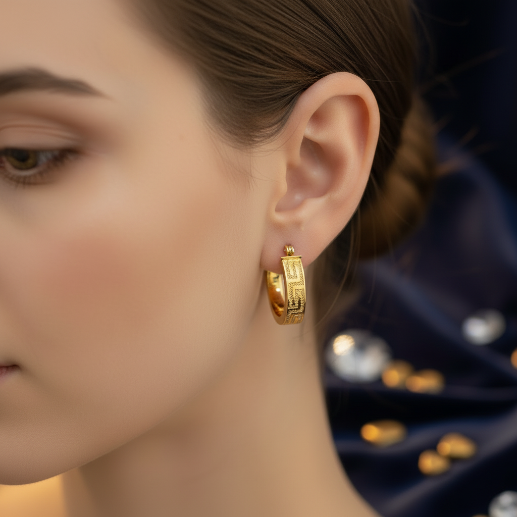 Argollas meandro de Oro 14K 4 mm