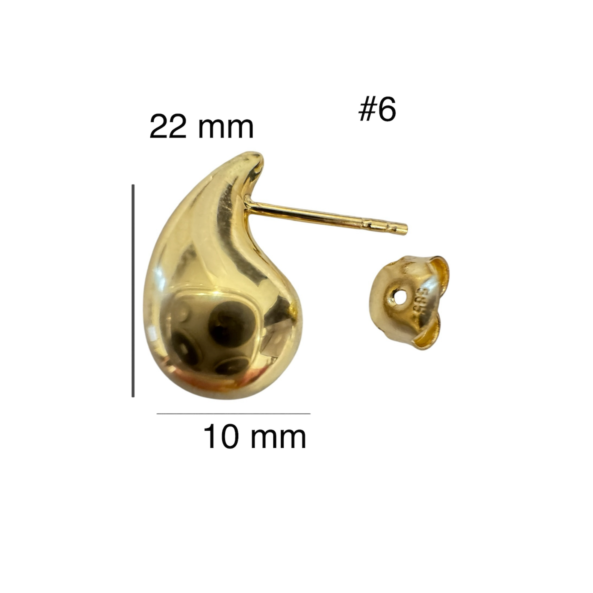 Aretes medianos con cierre mariposa en oro 14K