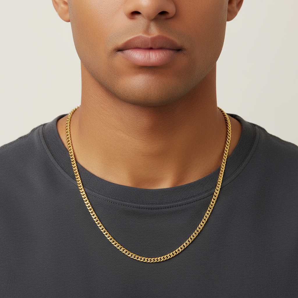 Cadena Cubana Miami 3 mm Oro 14K