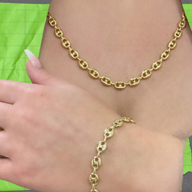 Cadena Grano de Café 5 mm Oro 14K