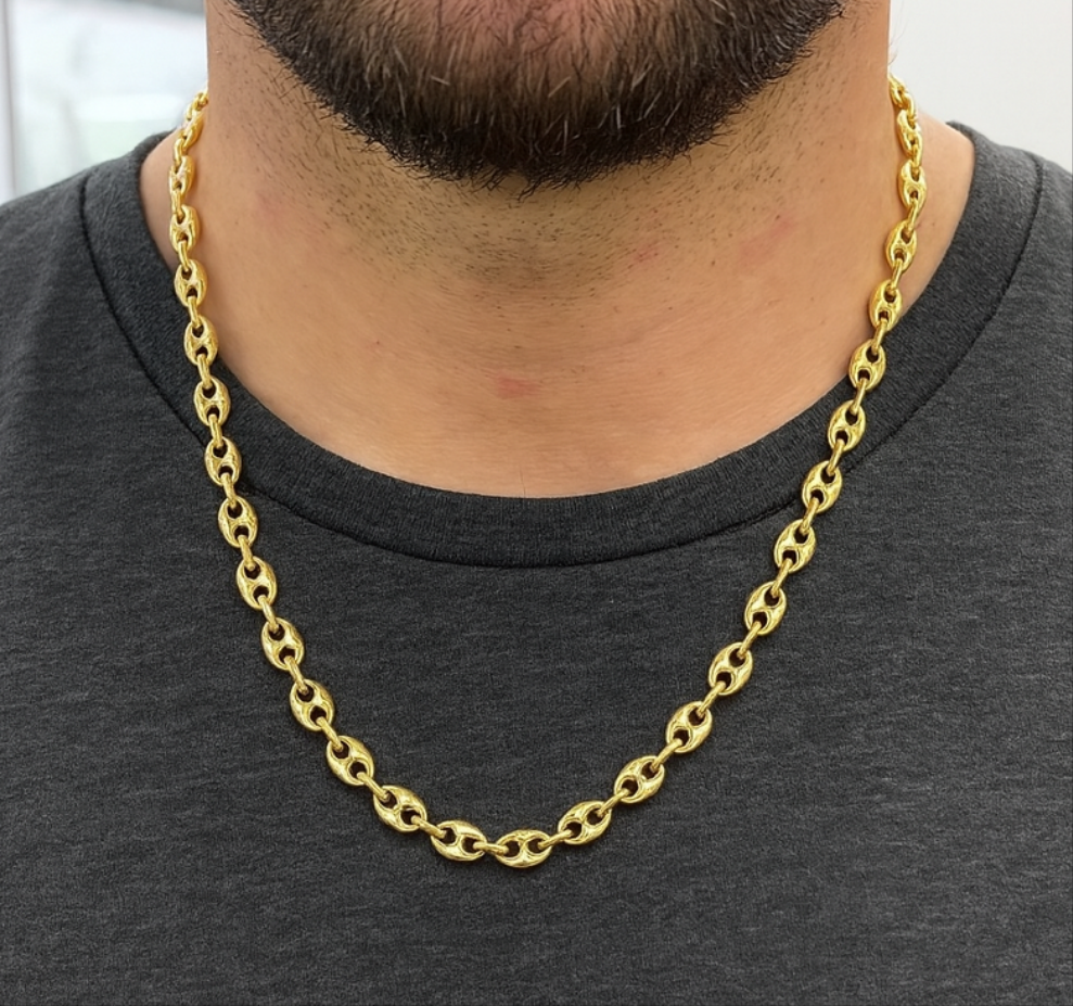 Cadena Grano de Café 7.5 mm Oro 14K