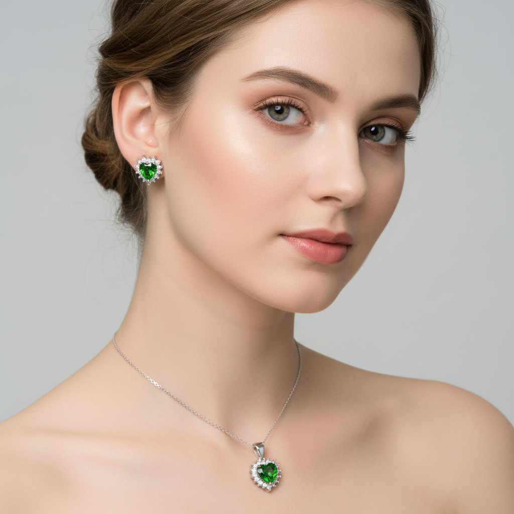 Set de Aretes y Dije en Plata 925