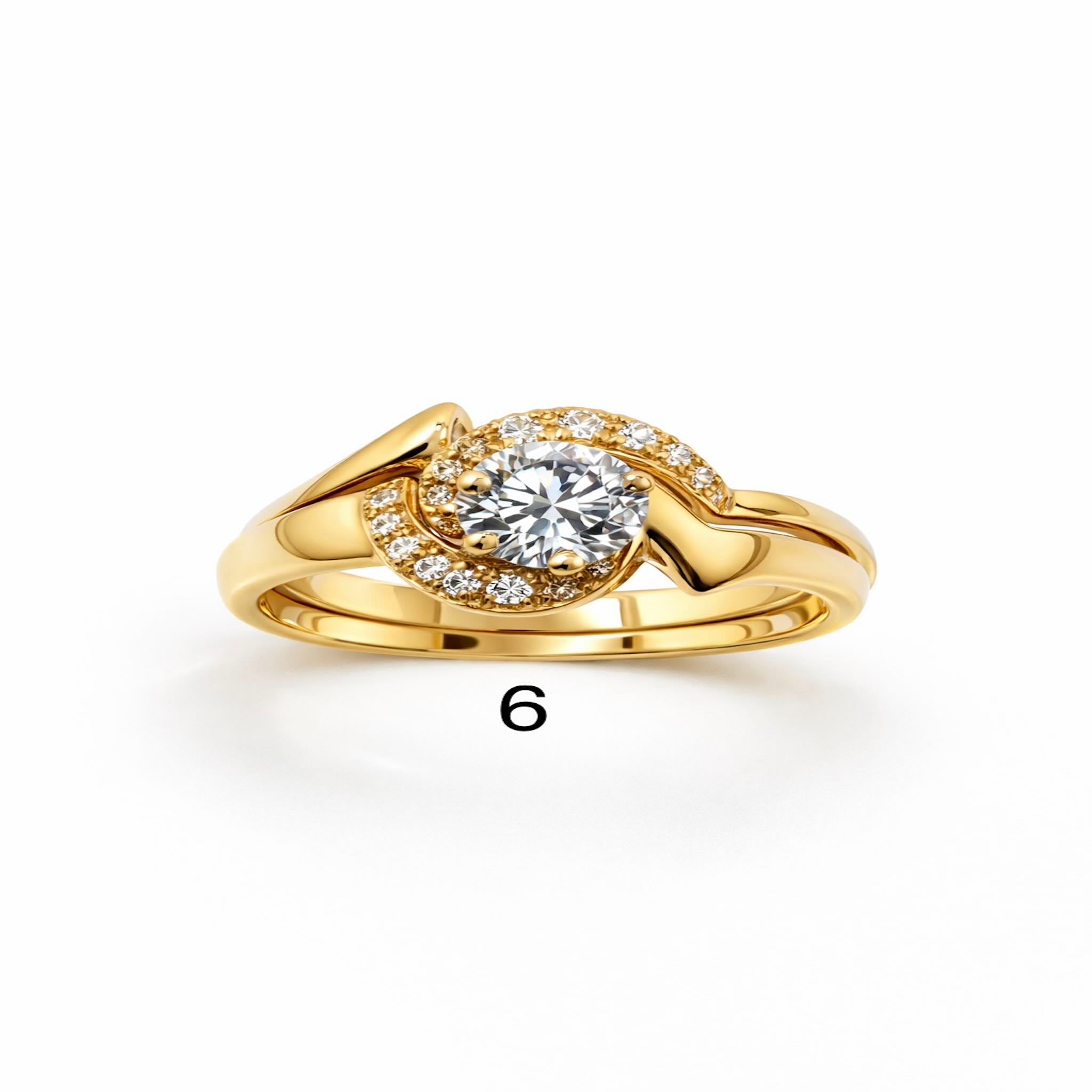Anillo de compromiso entrelazado de Oro 14K 4 mm con circonia central y detalles laterales, diseño elegante de TuOro