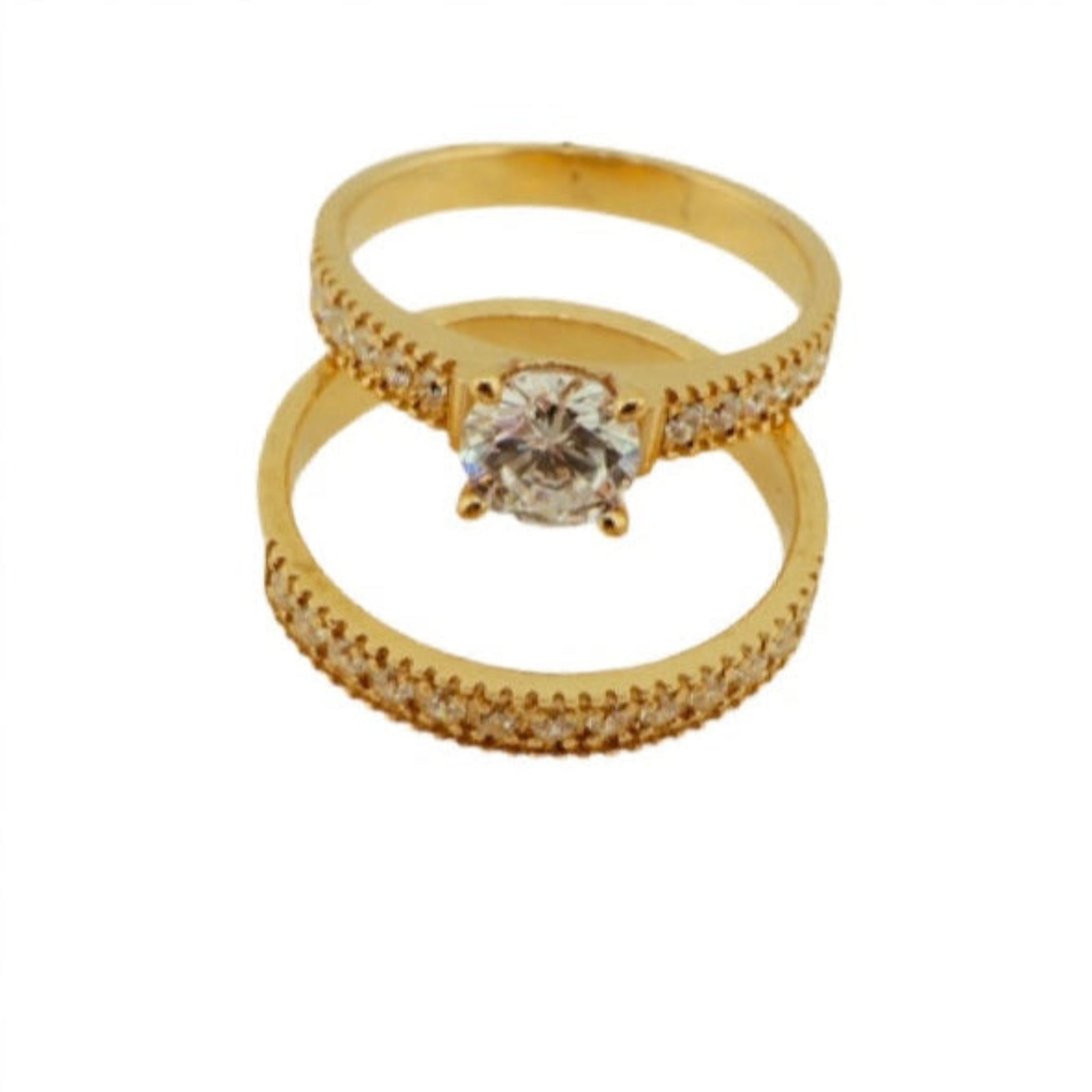 Anillo de compromiso media eternidad en Oro 14K 5.5 mm de TuOro, vista lateral del aro con piedras en la mitad superior