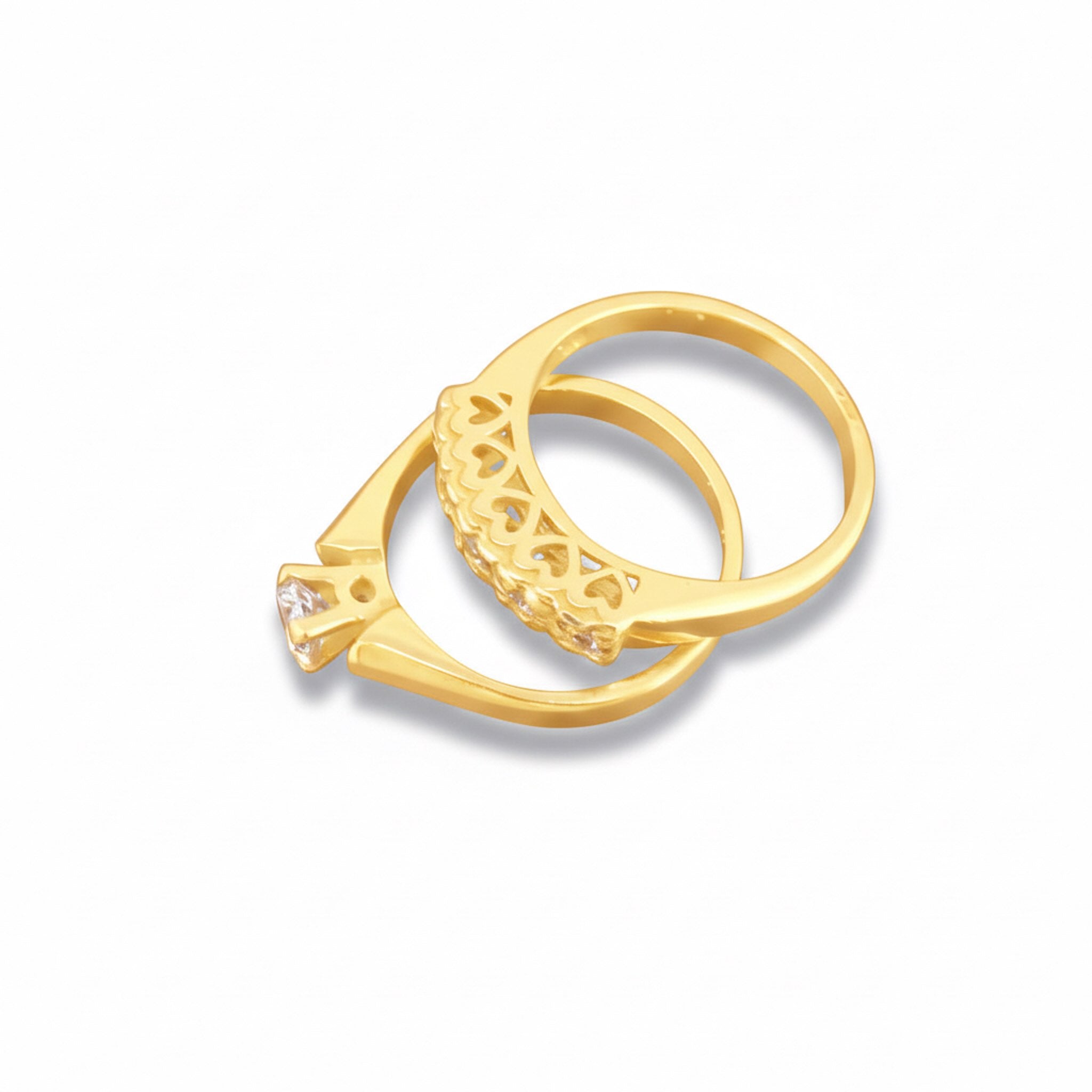 Anillo de compromiso clásico de Oro 14K 5 mm de TuOro en vista general, diseño tradicional con doble aro y piedra central