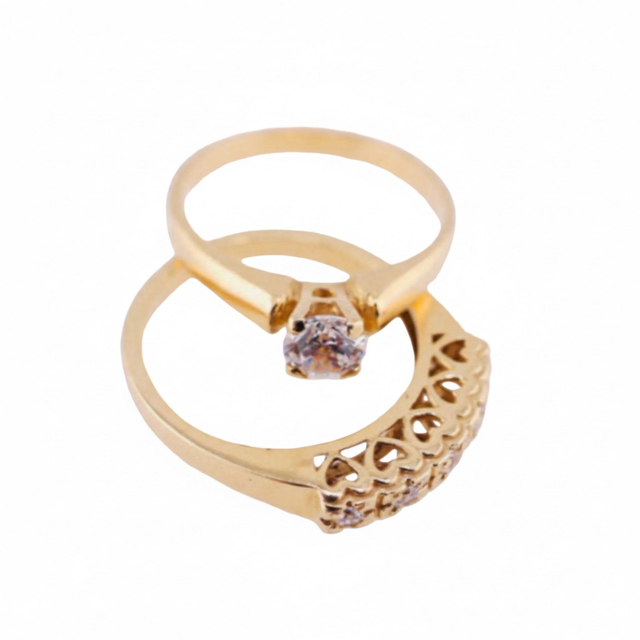 Vista superior del anillo de compromiso clásico de Oro 14K 5 mm de TuOro con piedra central redonda y acabado elegante