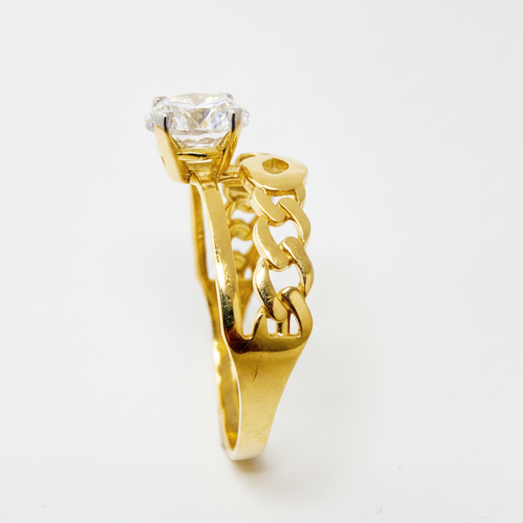 Anillo de compromiso solitario de aro dividido en Oro 14K 6 mm