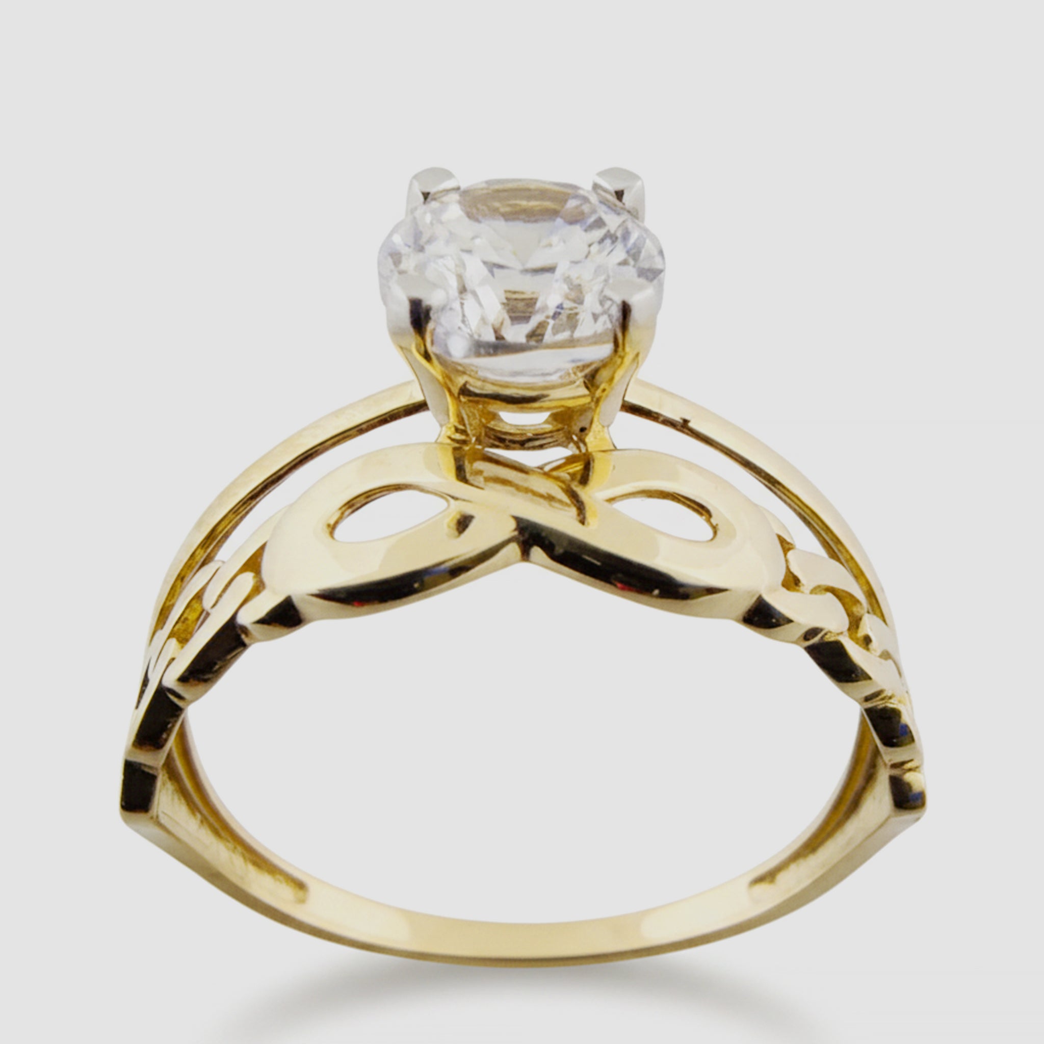 anillo de compromiso solitario de aro dividido en Oro 14K 6 mm vista frontal TuOro