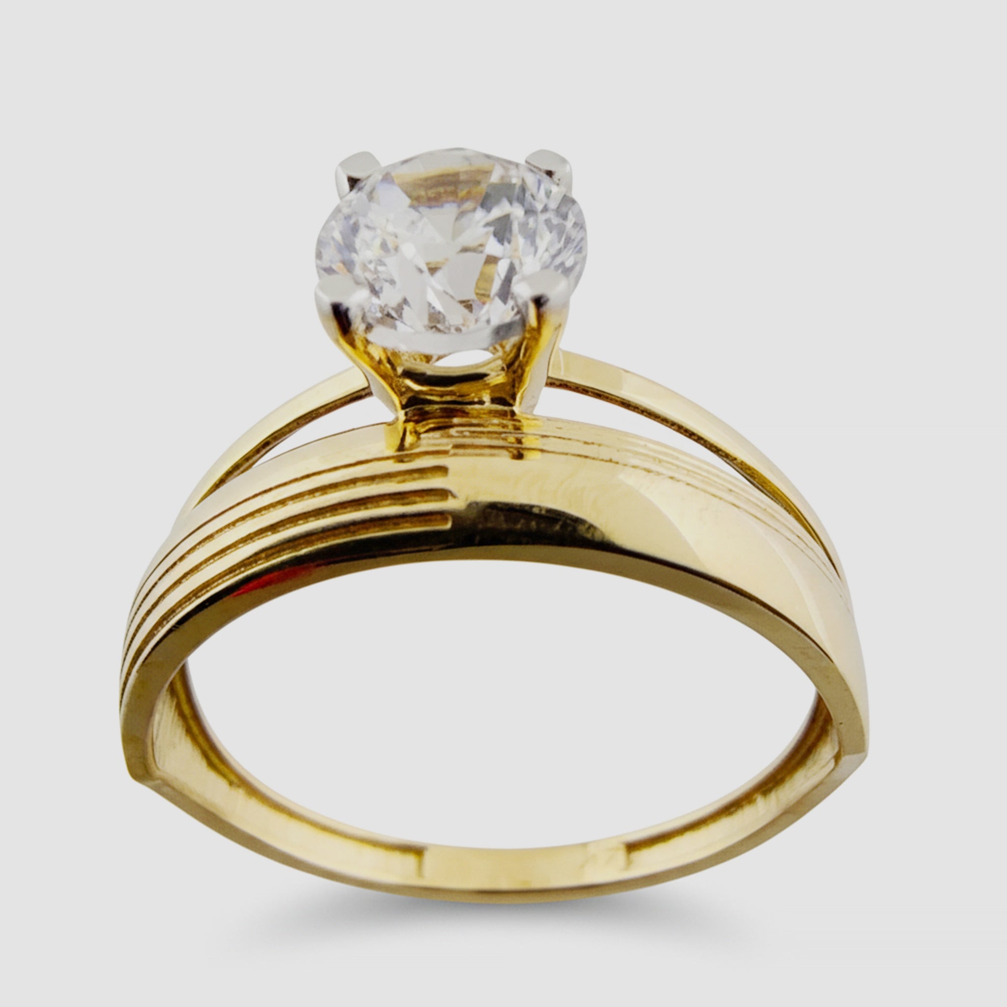 anillo de compromiso solitario de aro dividido en Oro 14K 6 mm vista lateral perfil TuOro