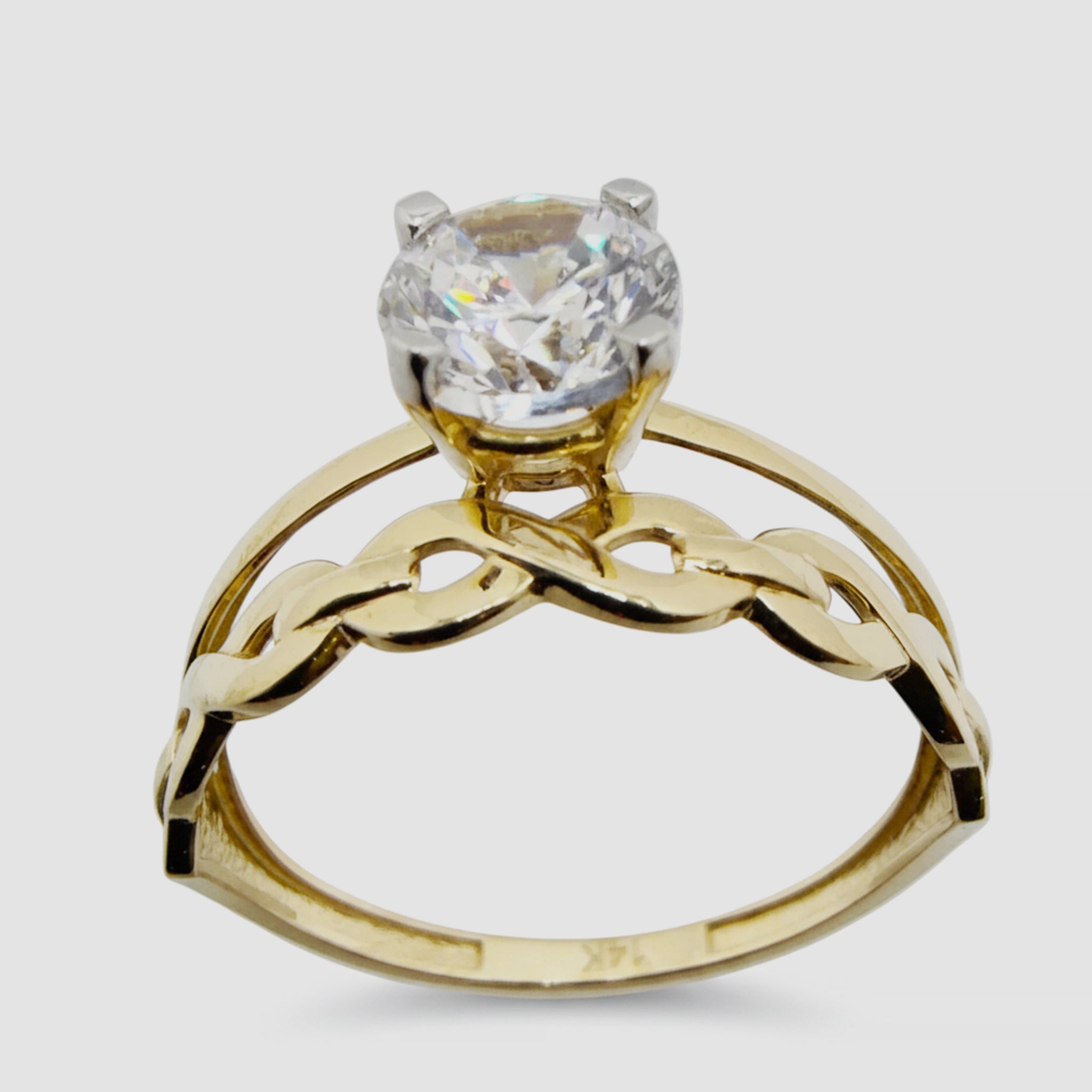 anillo de compromiso solitario de aro dividido en Oro 14K 6 mm vista trasera TuOro