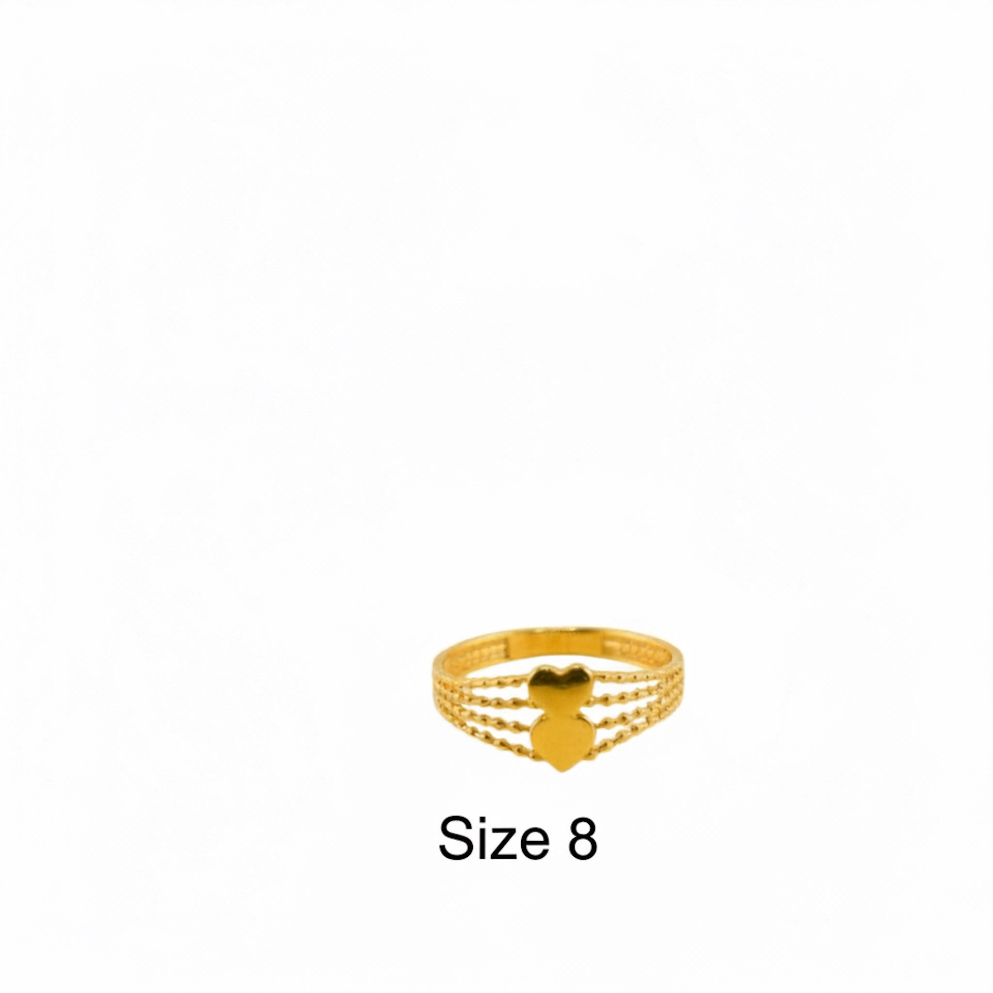 Anillo fino Corazon de cuatro banadas mostrando medidas size 8 - TuOro