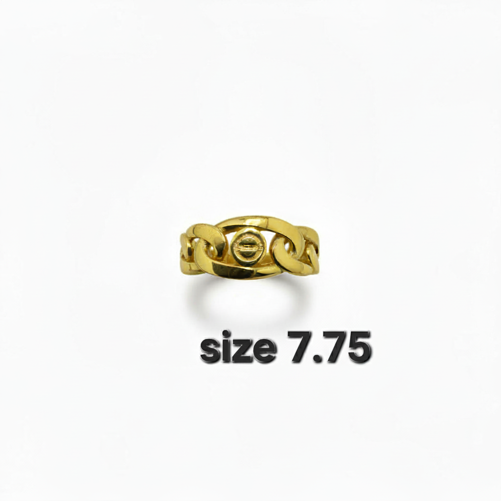 Anillo grueso de Oro 14K imitando el eslabon tres en uno de cadena medida 7.75 — TuOro