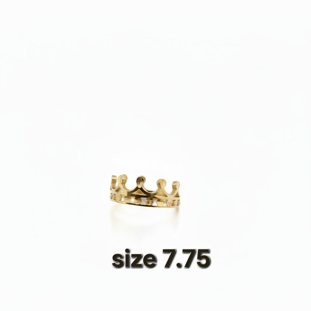 Anillo grueso de Oro 14K con diseño de corona real talla 8 — TuOro
