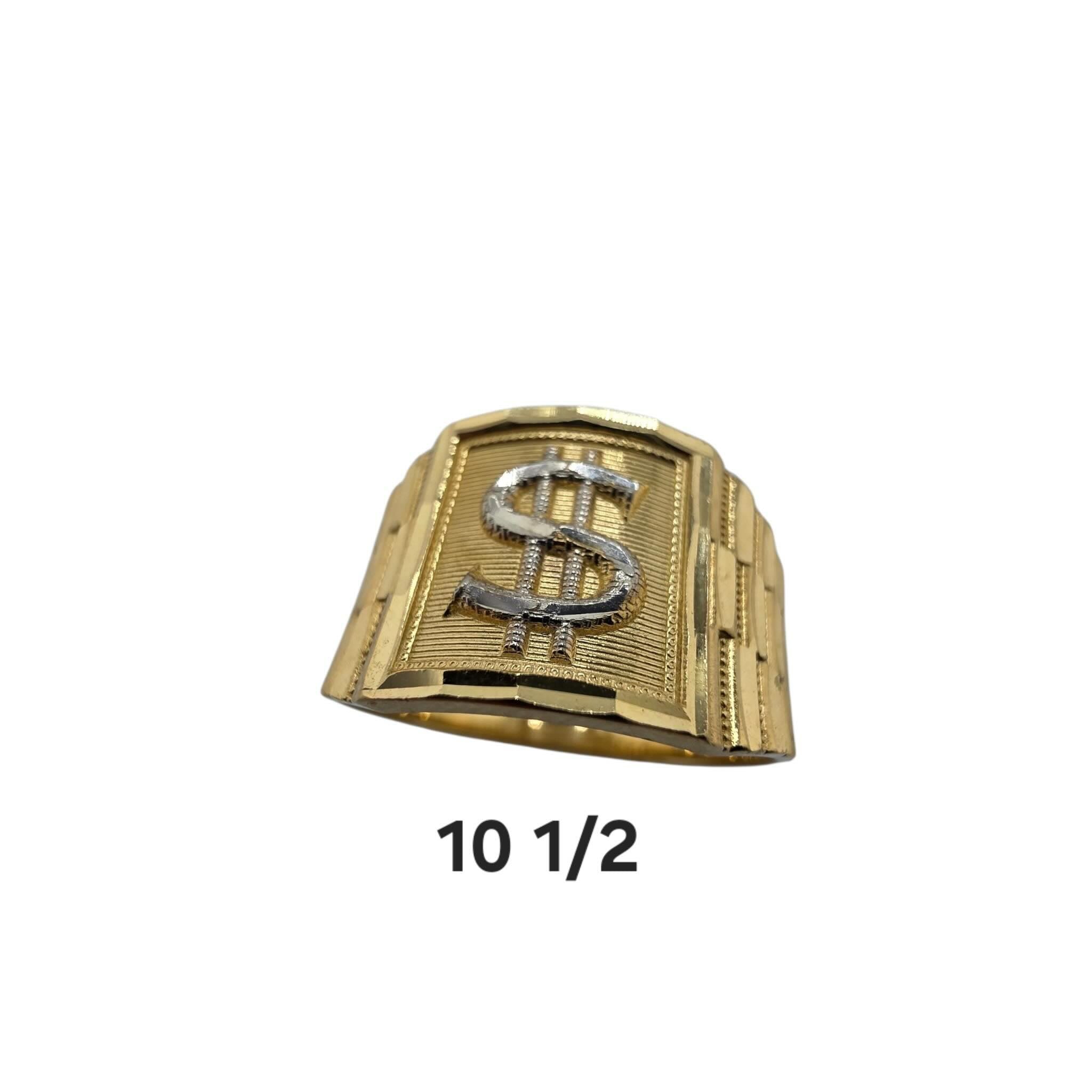 Anillo de sello clásico en Oro 14K con signo de peso rectangular talla 10 1/2 de TuOro