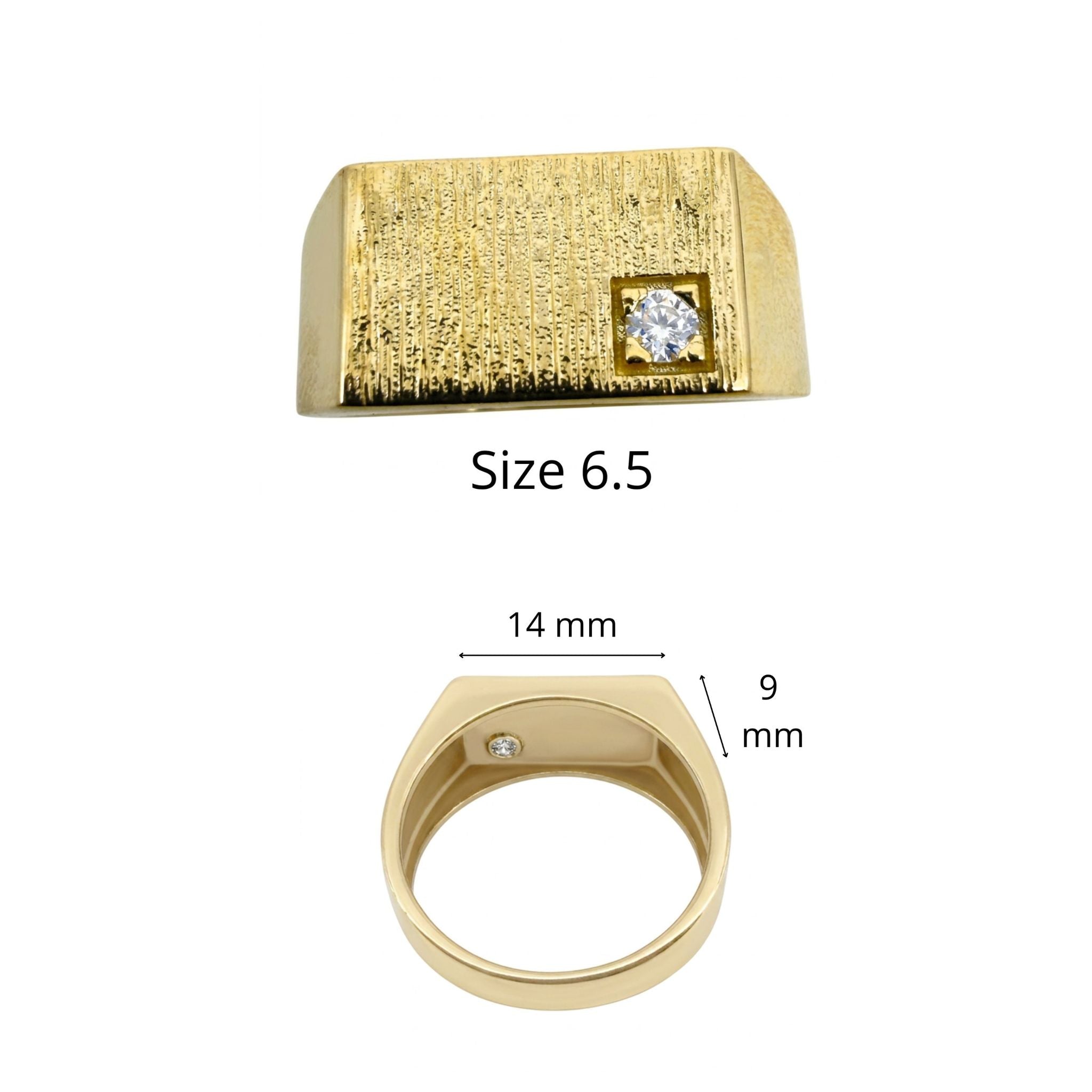 illo de Sello para Meñique en Oro 10K con Circonia TuOro® en talla 6.5.