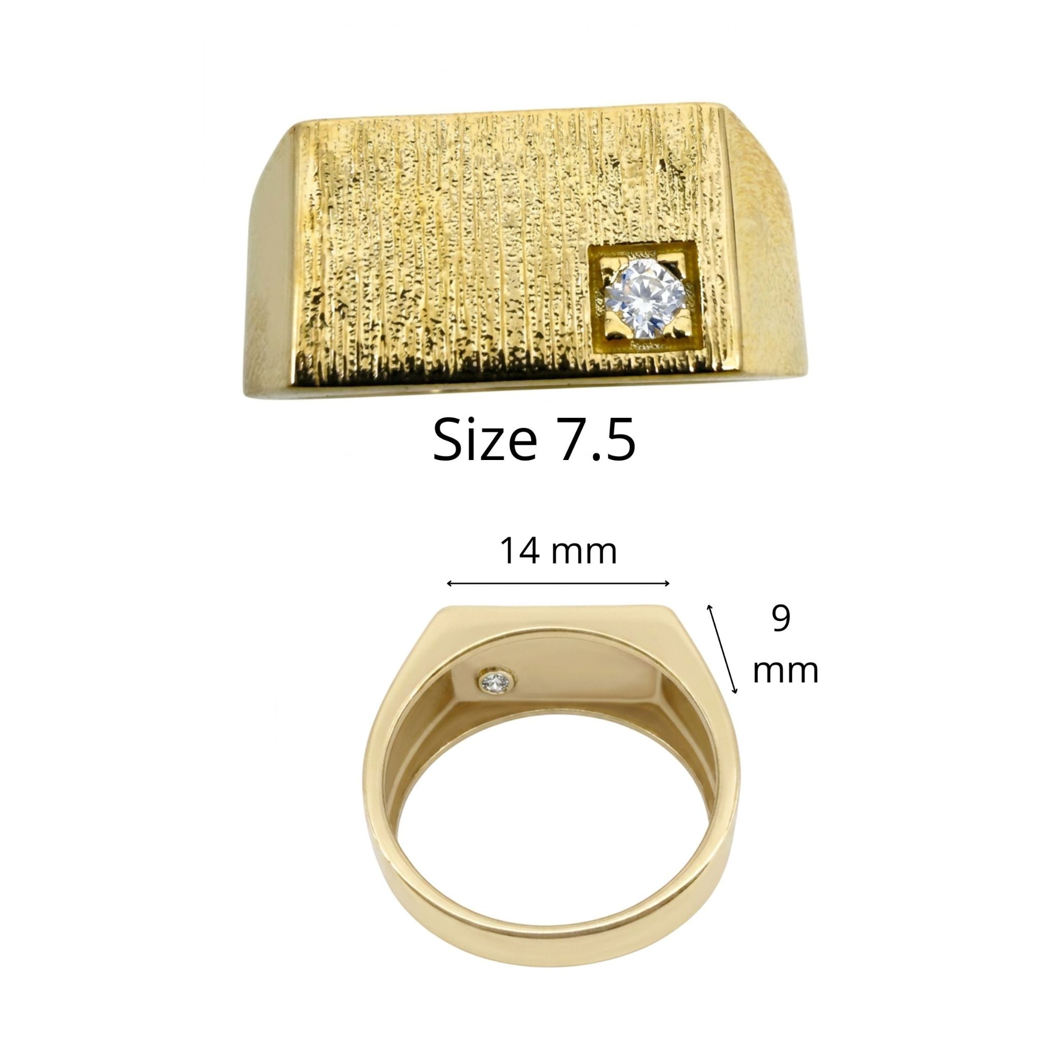 Anillo de Sello para Meñique en Oro 10K con Circonia TuOro® en talla 7.5.