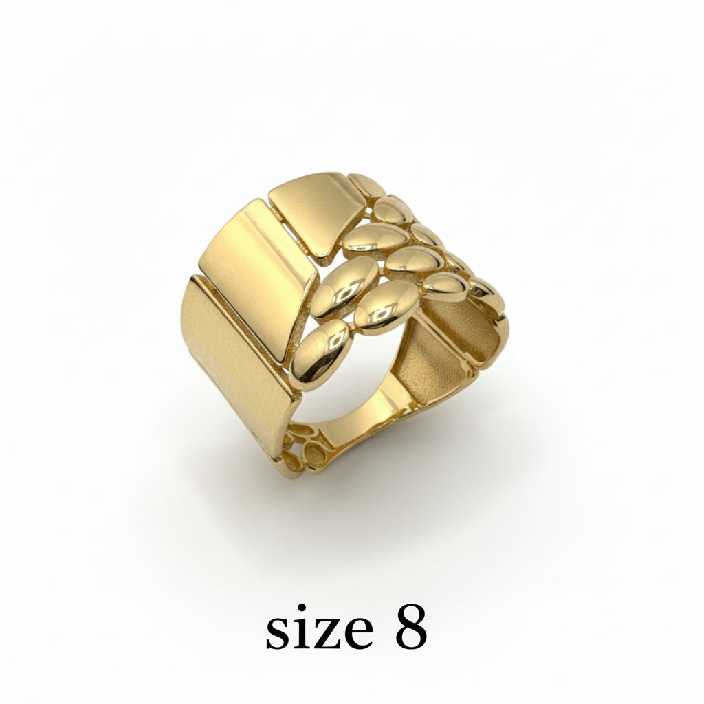 Colección de anillos anchos de Oro 14K con estilos modernos liso empedrado de TuOro