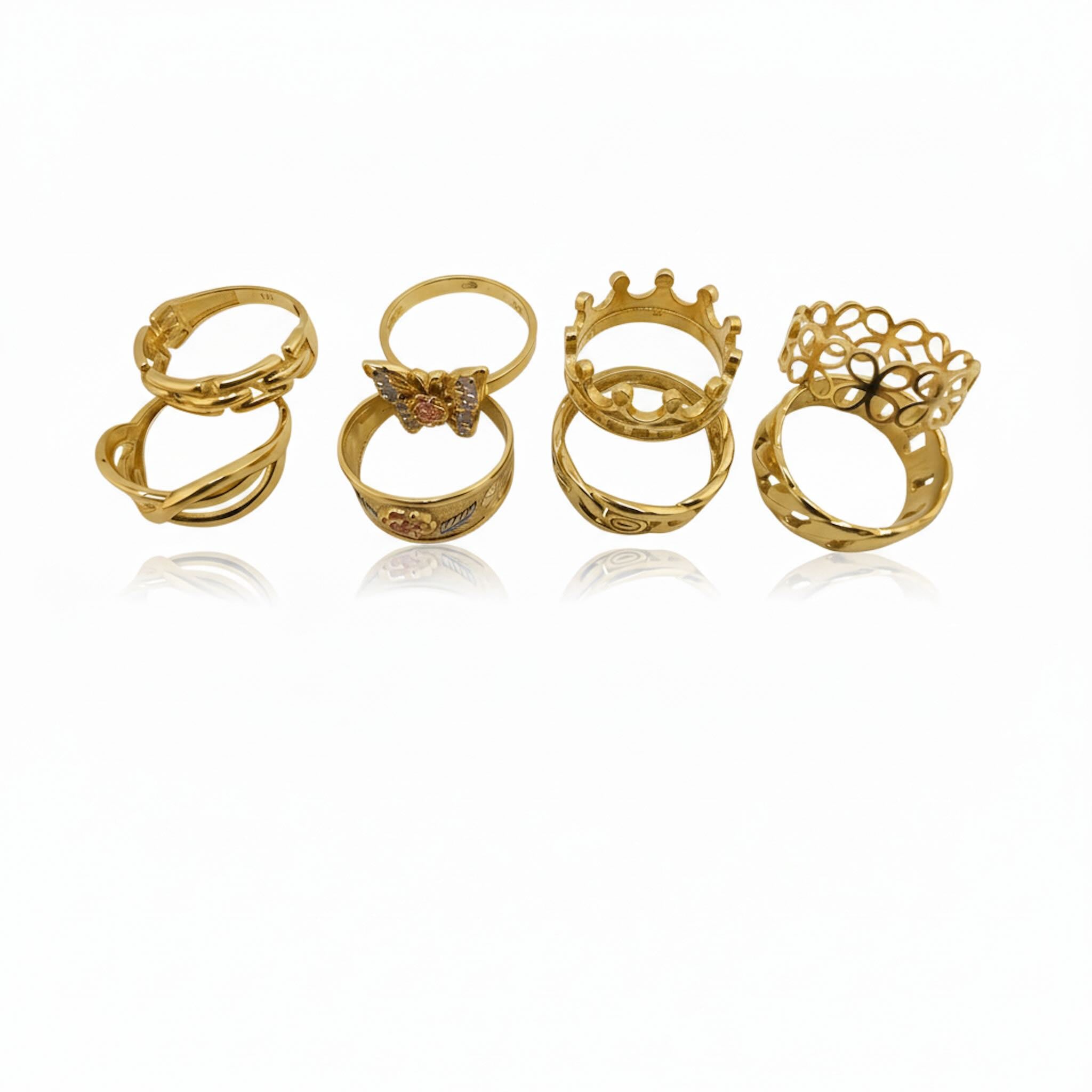 Colección de anillos gruesos de Oro 14K con varios diseños elegantes — TuOro
