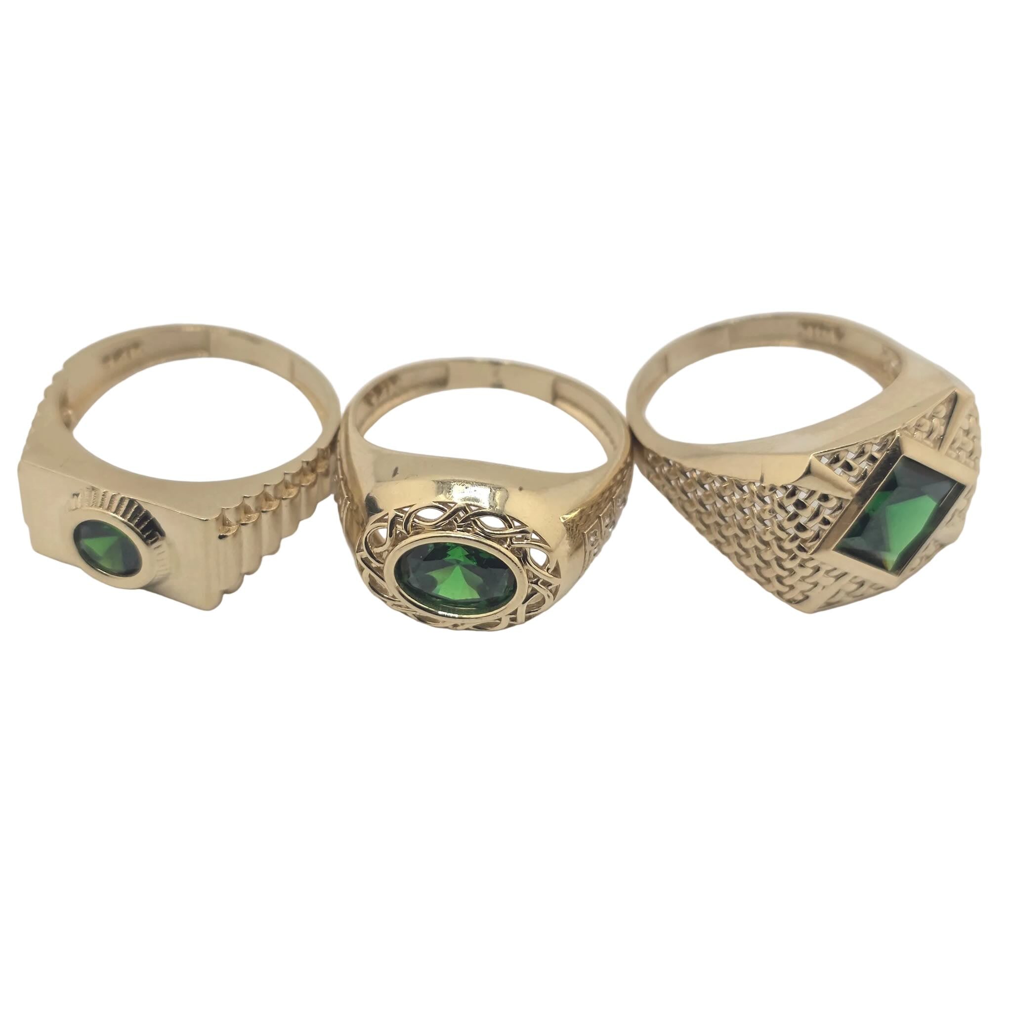 Anillos de Oro 14K con circonia verde en diferentes diseños - TuOro