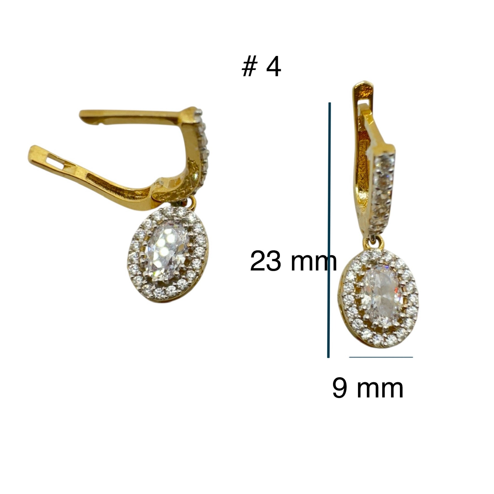 Arete de Alo Ovabalado, con cierre catalan en Oro 14k, 9x23 mm. TuOro.