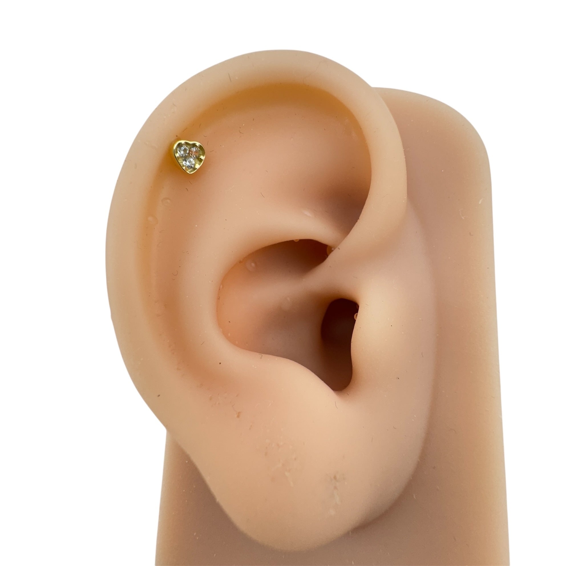 Arete pequeño de oro 14K con diseño de corazón y circonia brillante, joyería fina para uso diario o regalo especial