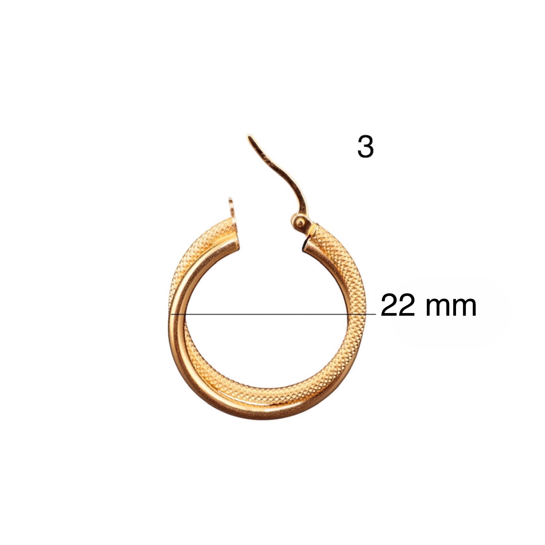 Aretes de oro 14K doble aro con acabado liso y satinado (4 mm) - Joyería TuOro
