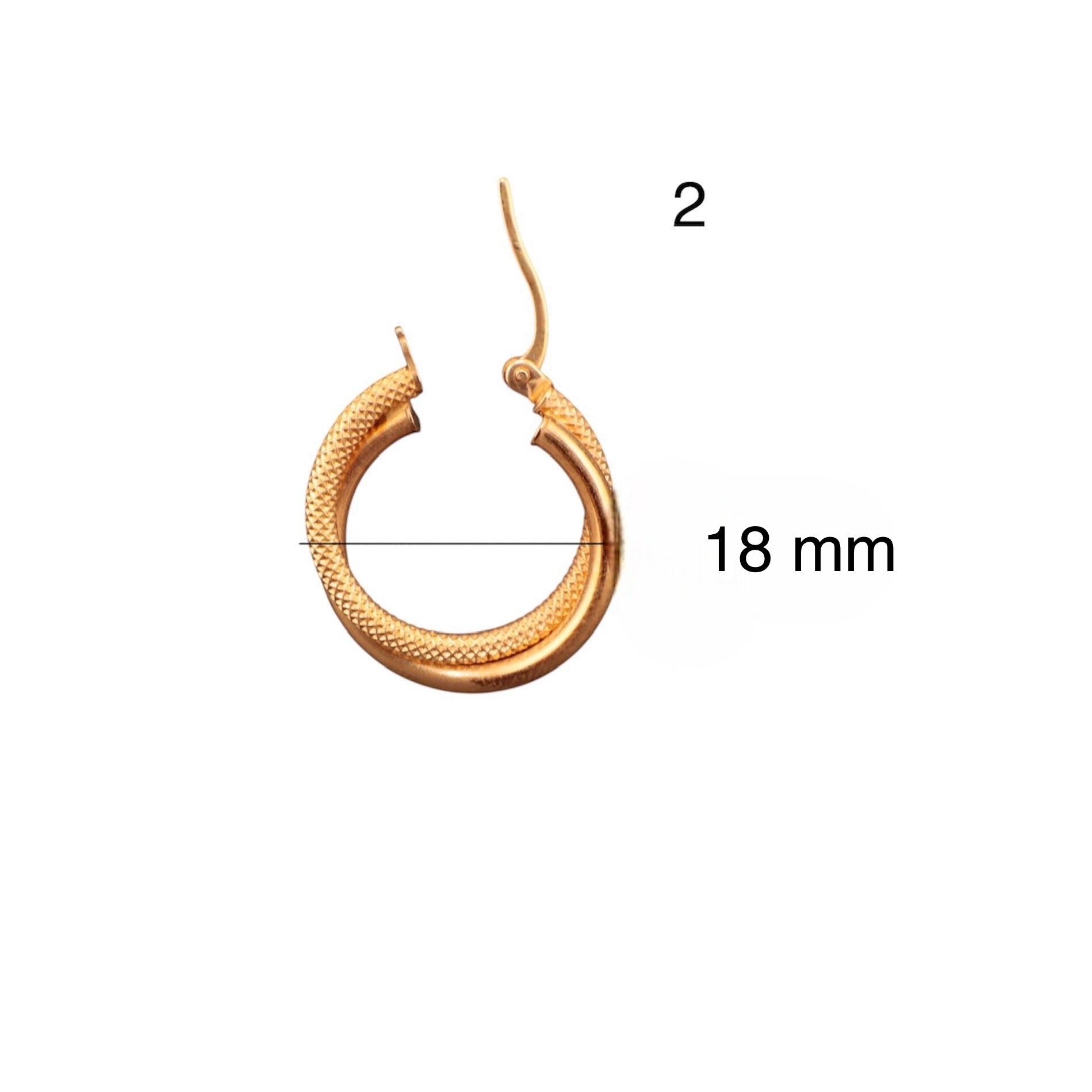 Aretes de oro 14K doble aro con acabado liso y satinado (4 mm) - Joyería TuOro