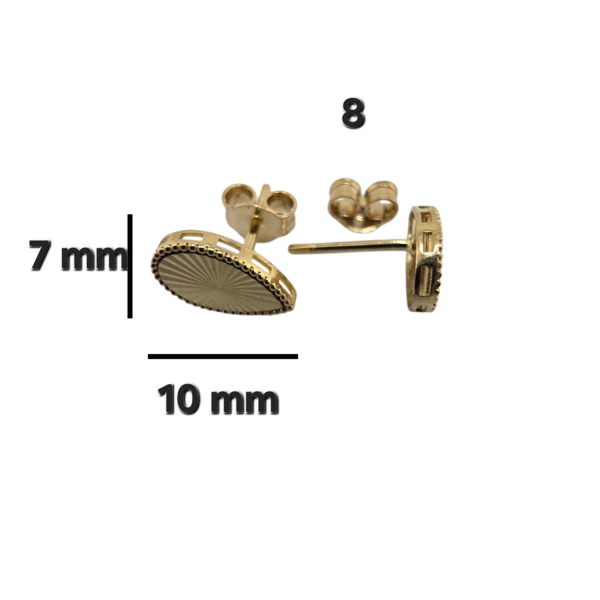 Aretes ovalados grabados en Oro 14K de 10 x 7 mm TuOro