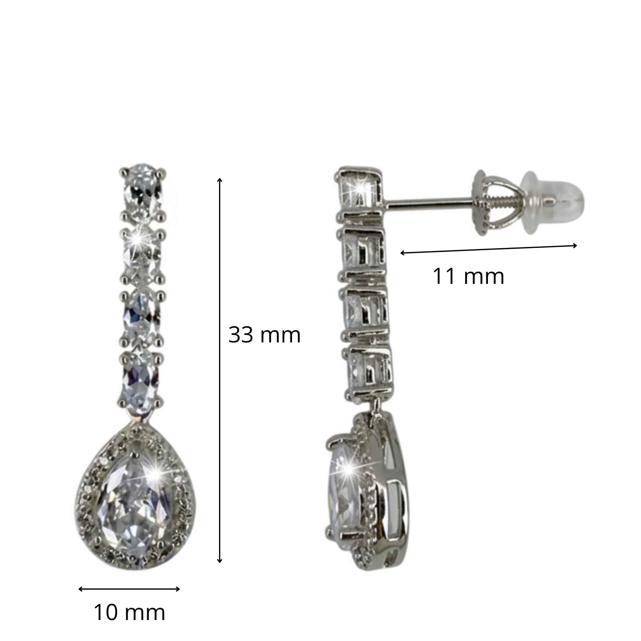 Aretes de Plata 925 con Cierre de Rosca y Circonias